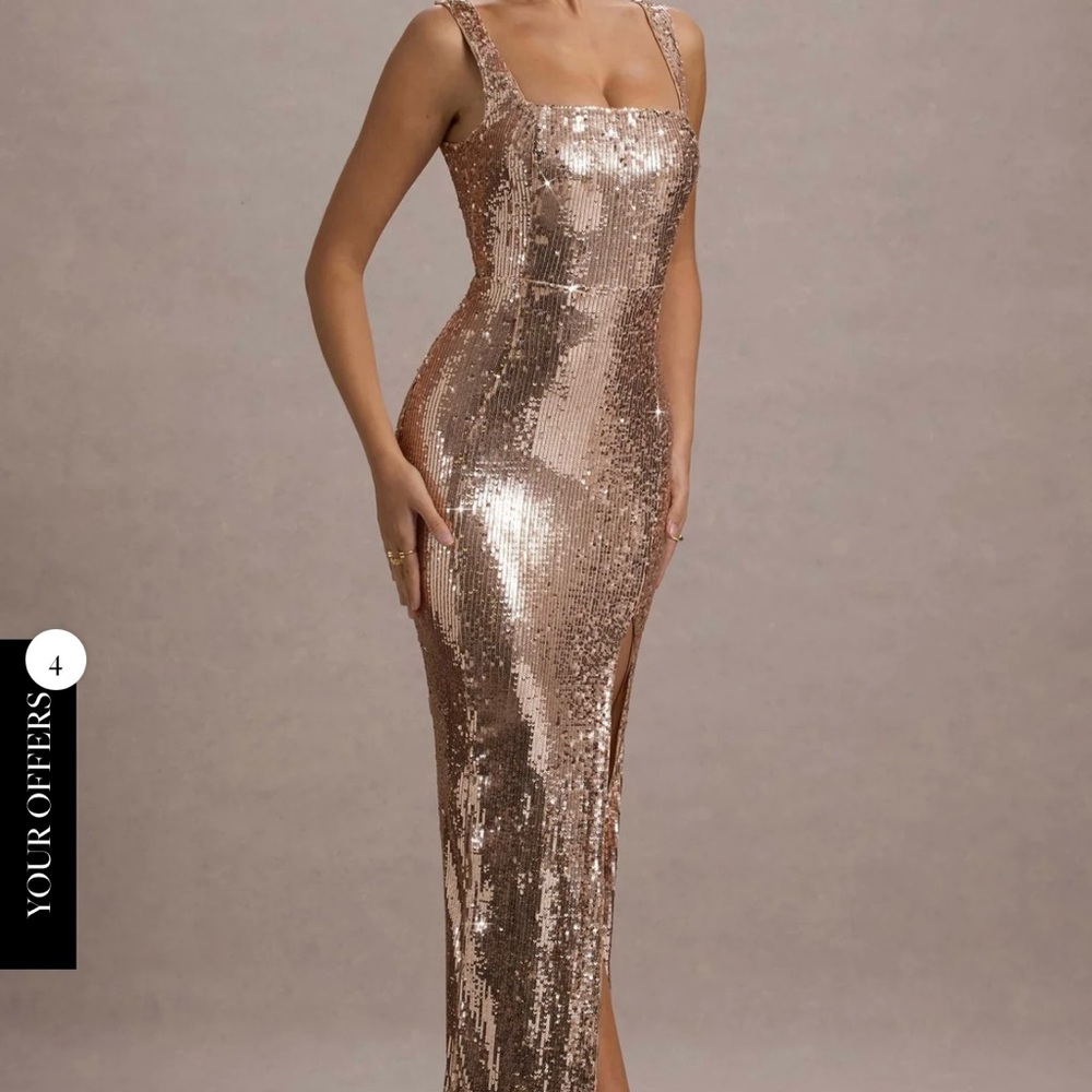 Stunning Rose Gold Sequin Maxi Dress - Picture 4 of 8